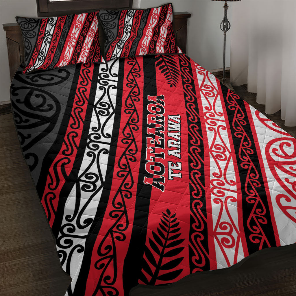 Aotearoa Te Arawa Quilt Bed Set New Zealand Maori Tribal Fern Pattern