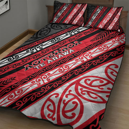 Aotearoa Te Arawa Quilt Bed Set New Zealand Maori Tribal Fern Pattern