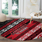 Aotearoa Te Arawa Round Carpet New Zealand Maori Tribal Fern Pattern
