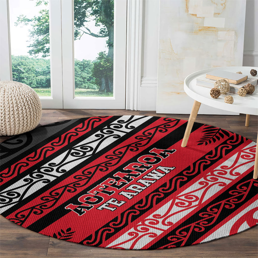 Aotearoa Te Arawa Round Carpet New Zealand Maori Tribal Fern Pattern