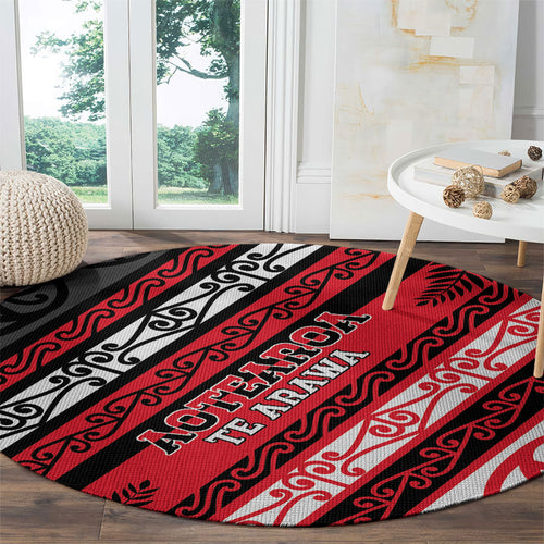Aotearoa Te Arawa Round Carpet New Zealand Maori Tribal Fern Pattern