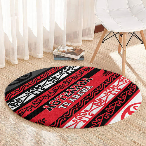 Aotearoa Te Arawa Round Carpet New Zealand Maori Tribal Fern Pattern