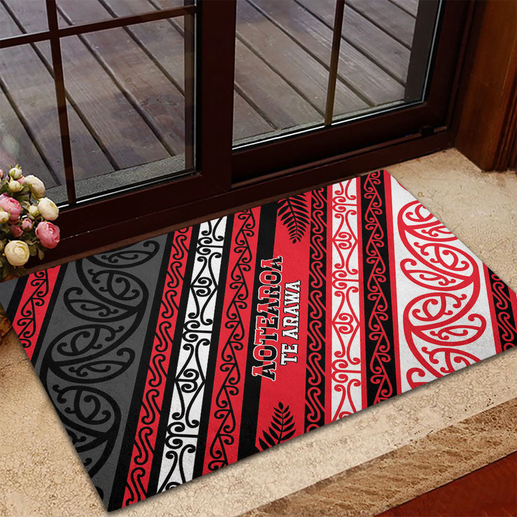 Aotearoa Te Arawa Rubber Doormat New Zealand Maori Tribal Fern Pattern