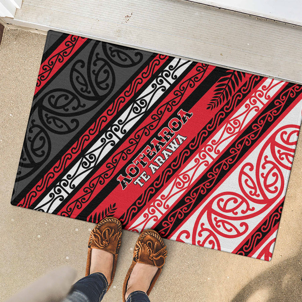 Aotearoa Te Arawa Rubber Doormat New Zealand Maori Tribal Fern Pattern