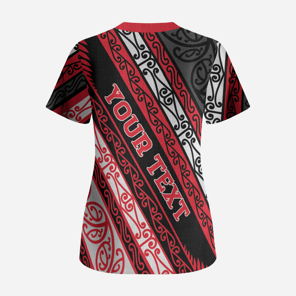 Personalised Aotearoa Te Arawa Scrub Top New Zealand Maori Tribal Fern Pattern