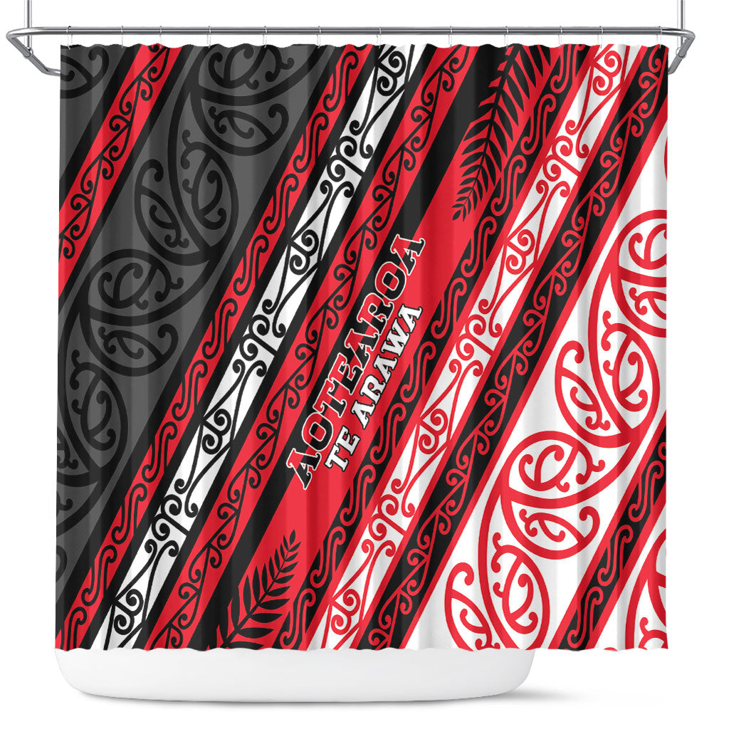 Aotearoa Te Arawa Shower Curtain New Zealand Maori Tribal Fern Pattern