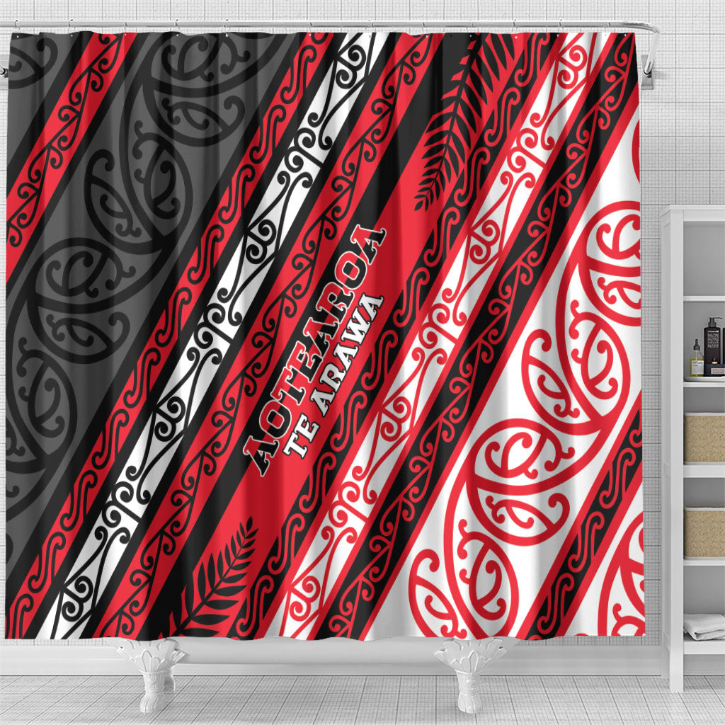 Aotearoa Te Arawa Shower Curtain New Zealand Maori Tribal Fern Pattern
