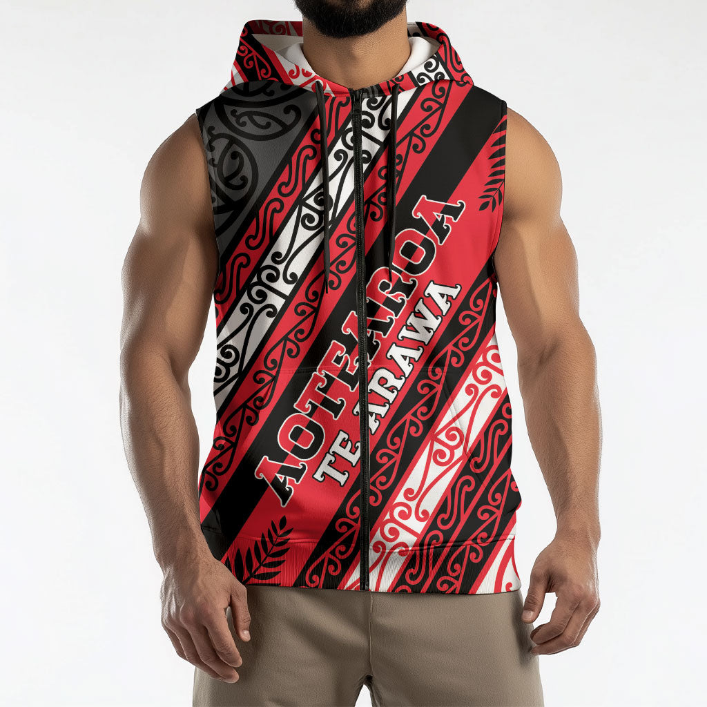 Personalised Aotearoa Te Arawa Sleeveless Zip Hoodie New Zealand Maori Tribal Fern Pattern