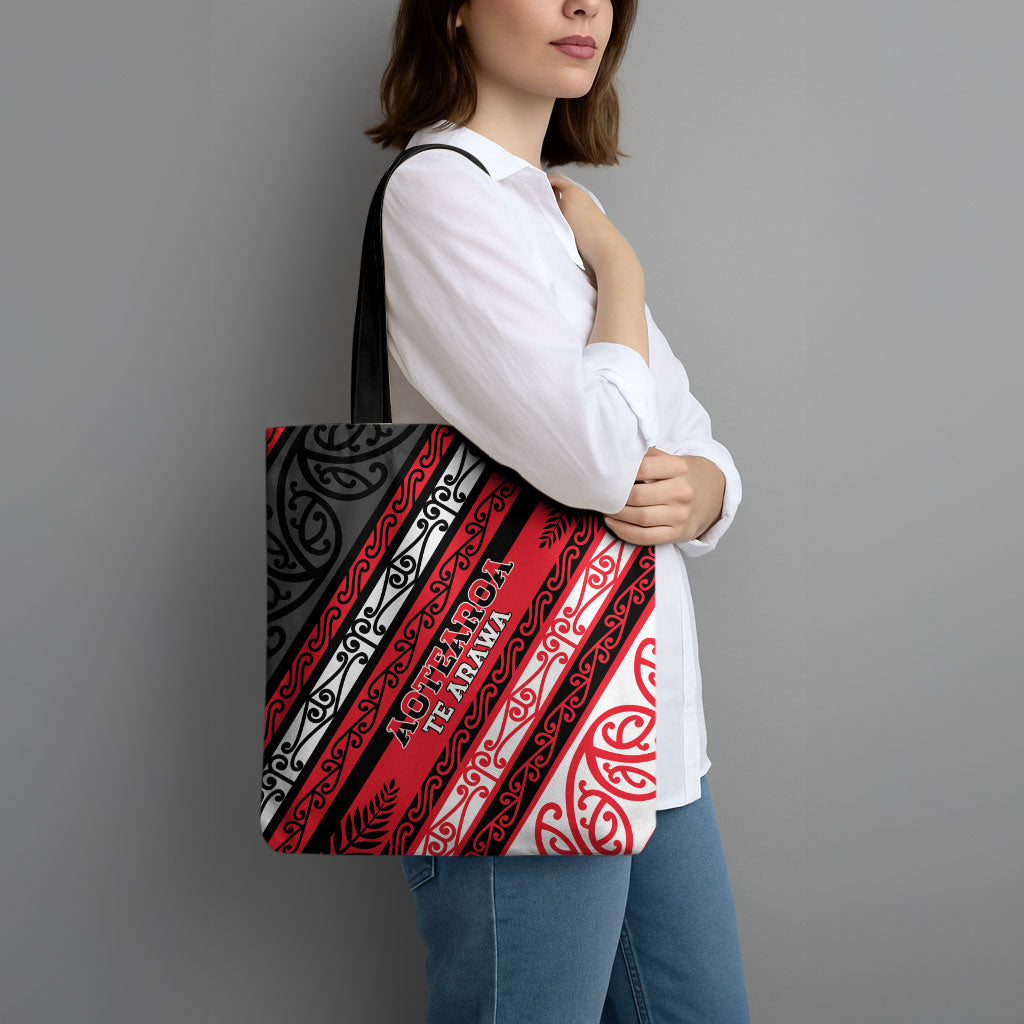 Aotearoa Te Arawa Tote Bag New Zealand Maori Tribal Fern Pattern
