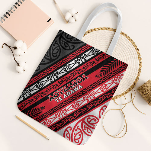 Aotearoa Te Arawa Tote Bag New Zealand Maori Tribal Fern Pattern