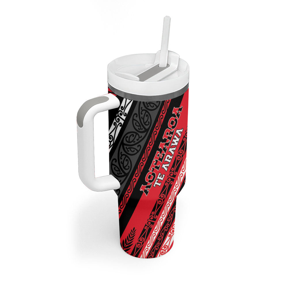 Personalised Aotearoa Te Arawa Tumbler With Handle New Zealand Maori Tribal Fern Pattern