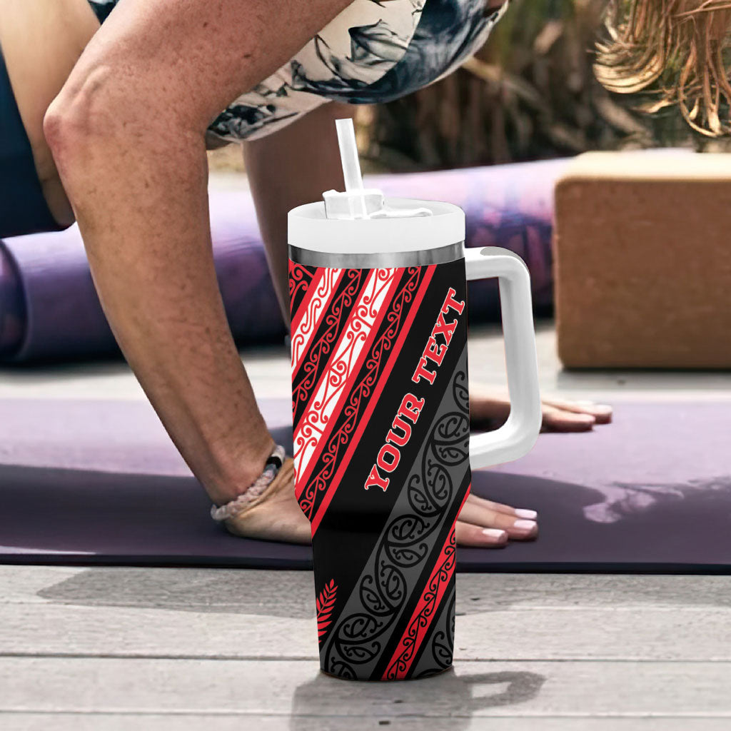 Personalised Aotearoa Te Arawa Tumbler With Handle New Zealand Maori Tribal Fern Pattern