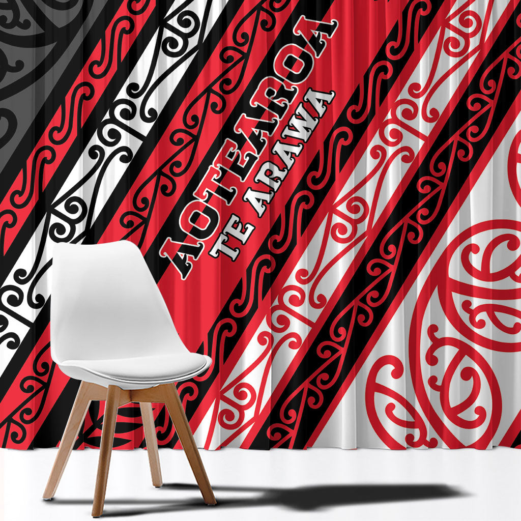 Aotearoa Te Arawa Window Curtain New Zealand Maori Tribal Fern Pattern