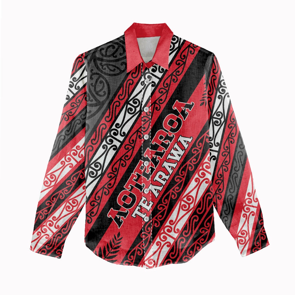 Personalised Aotearoa Te Arawa Women Casual Shirt New Zealand Maori Tribal Fern Pattern