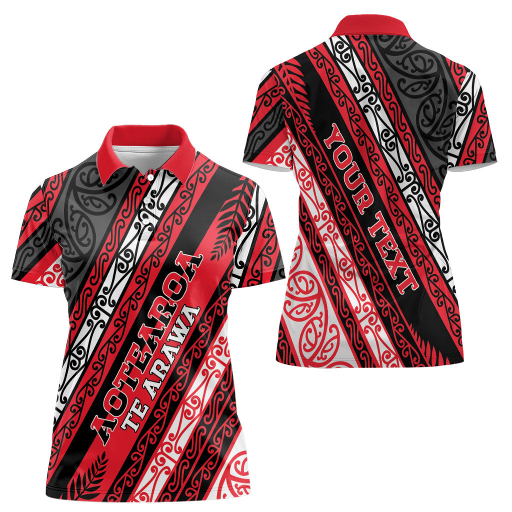 Personalised Aotearoa Te Arawa Women Polo Shirt New Zealand Maori Tribal Fern Pattern