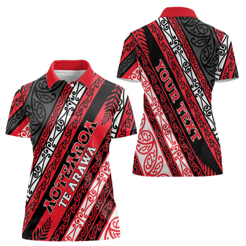 Personalised Aotearoa Te Arawa Women Polo Shirt New Zealand Maori Tribal Fern Pattern