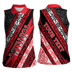 Personalised Aotearoa Te Arawa Women Sleeveless Polo Shirt New Zealand Maori Tribal Fern Pattern