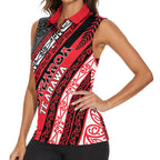 Personalised Aotearoa Te Arawa Women Sleeveless Polo Shirt New Zealand Maori Tribal Fern Pattern