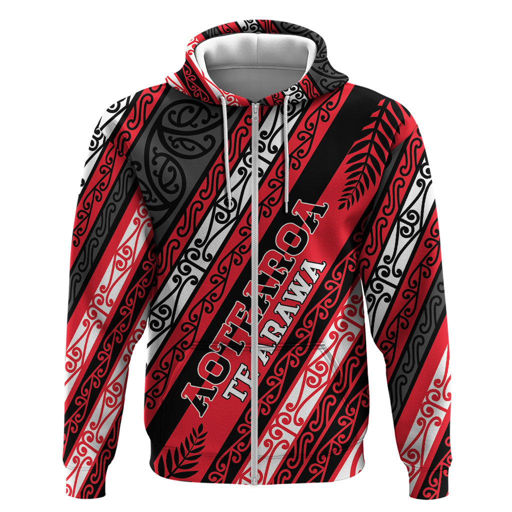 Personalised Aotearoa Te Arawa Zip Hoodie New Zealand Maori Tribal Fern Pattern