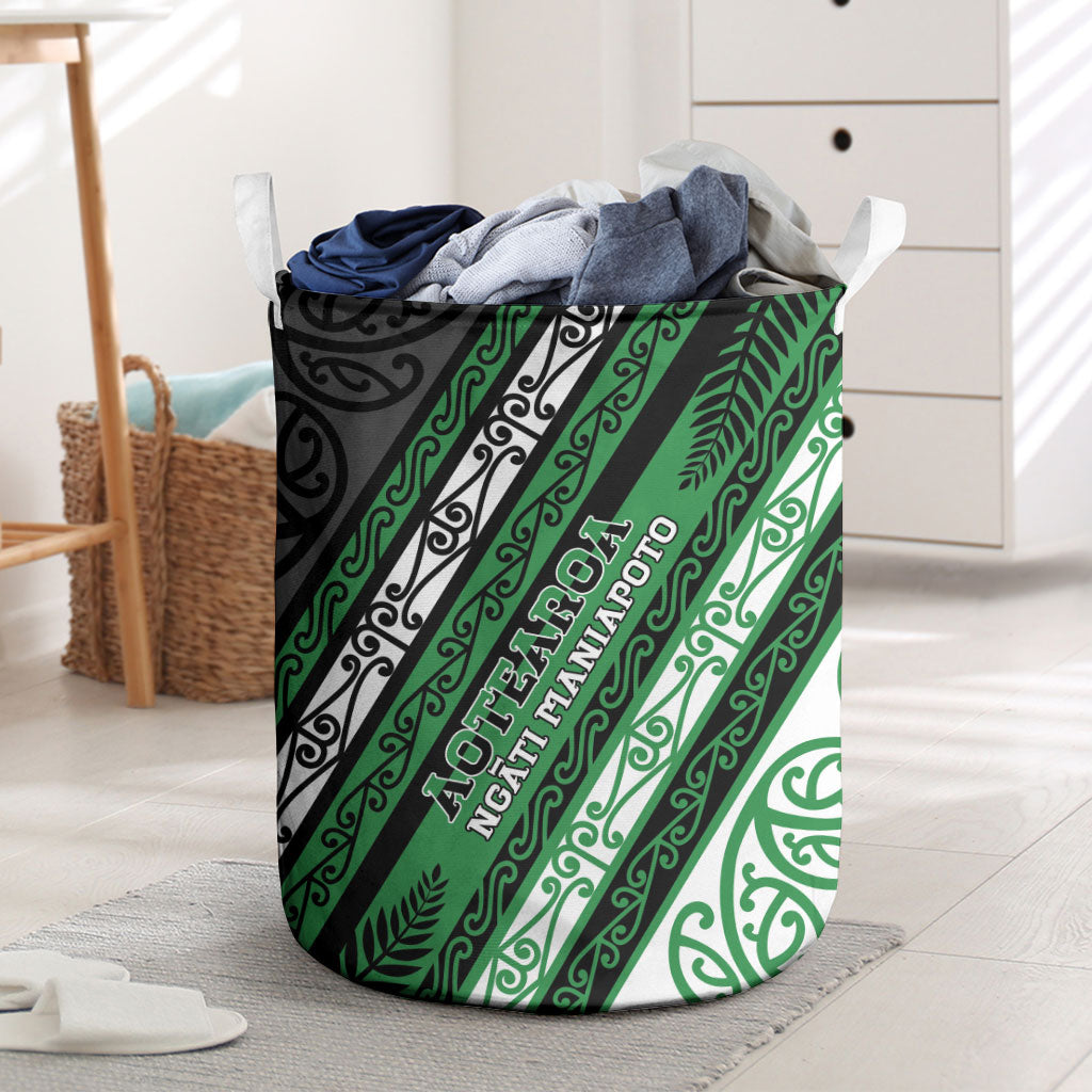 Aotearoa Ngati Maniapoto Laundry Basket New Zealand Maori Tribal Fern Pattern