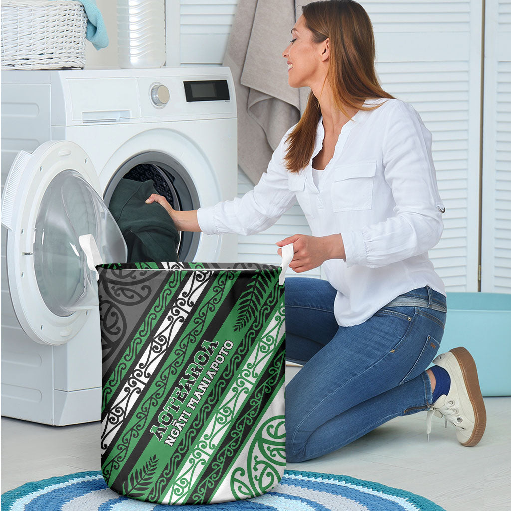 Aotearoa Ngati Maniapoto Laundry Basket New Zealand Maori Tribal Fern Pattern