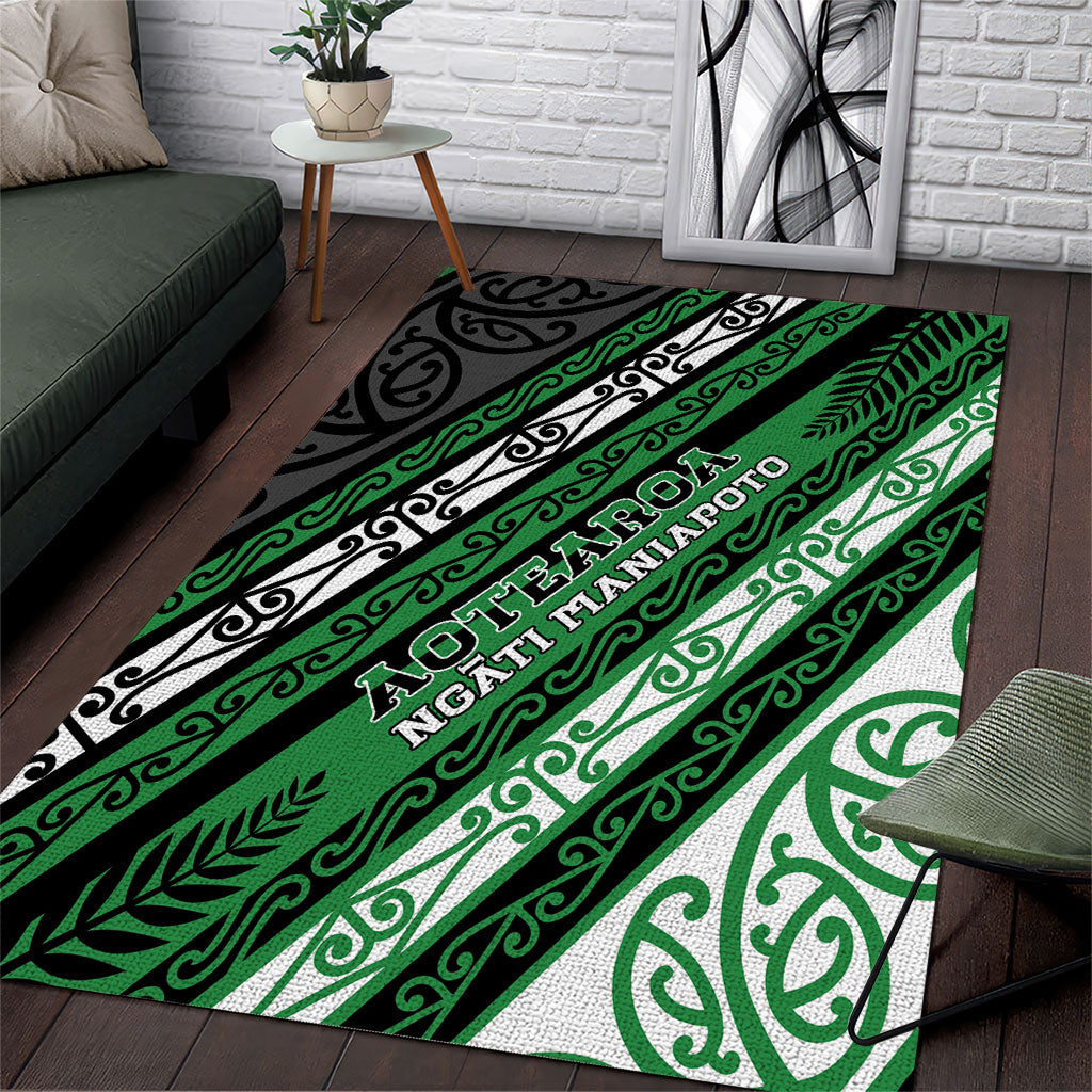 Aotearoa Ngati Maniapoto Area Rug New Zealand Maori Tribal Fern Pattern