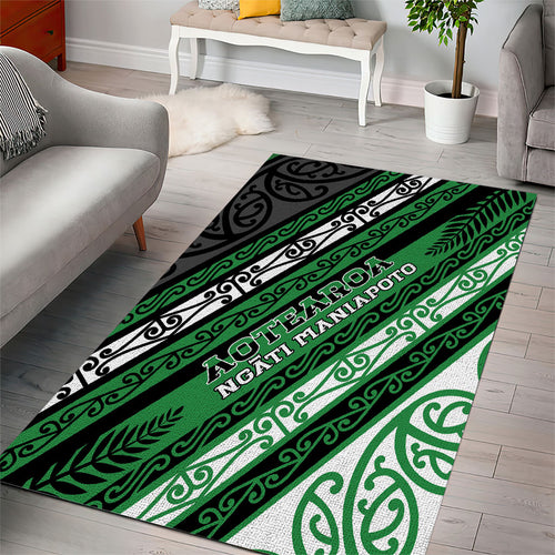 Aotearoa Ngati Maniapoto Area Rug New Zealand Maori Tribal Fern Pattern