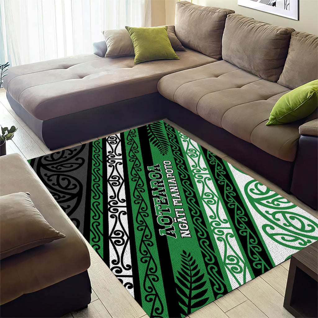 Aotearoa Ngati Maniapoto Area Rug New Zealand Maori Tribal Fern Pattern