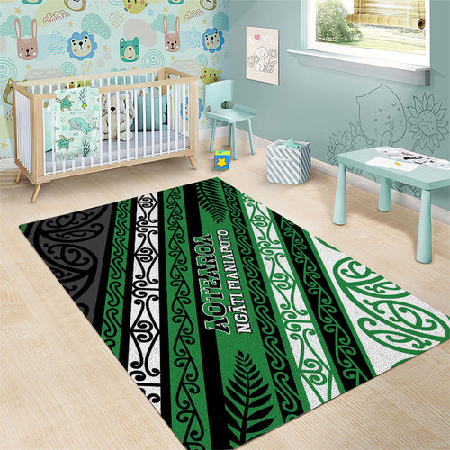 Aotearoa Ngati Maniapoto Area Rug New Zealand Maori Tribal Fern Pattern