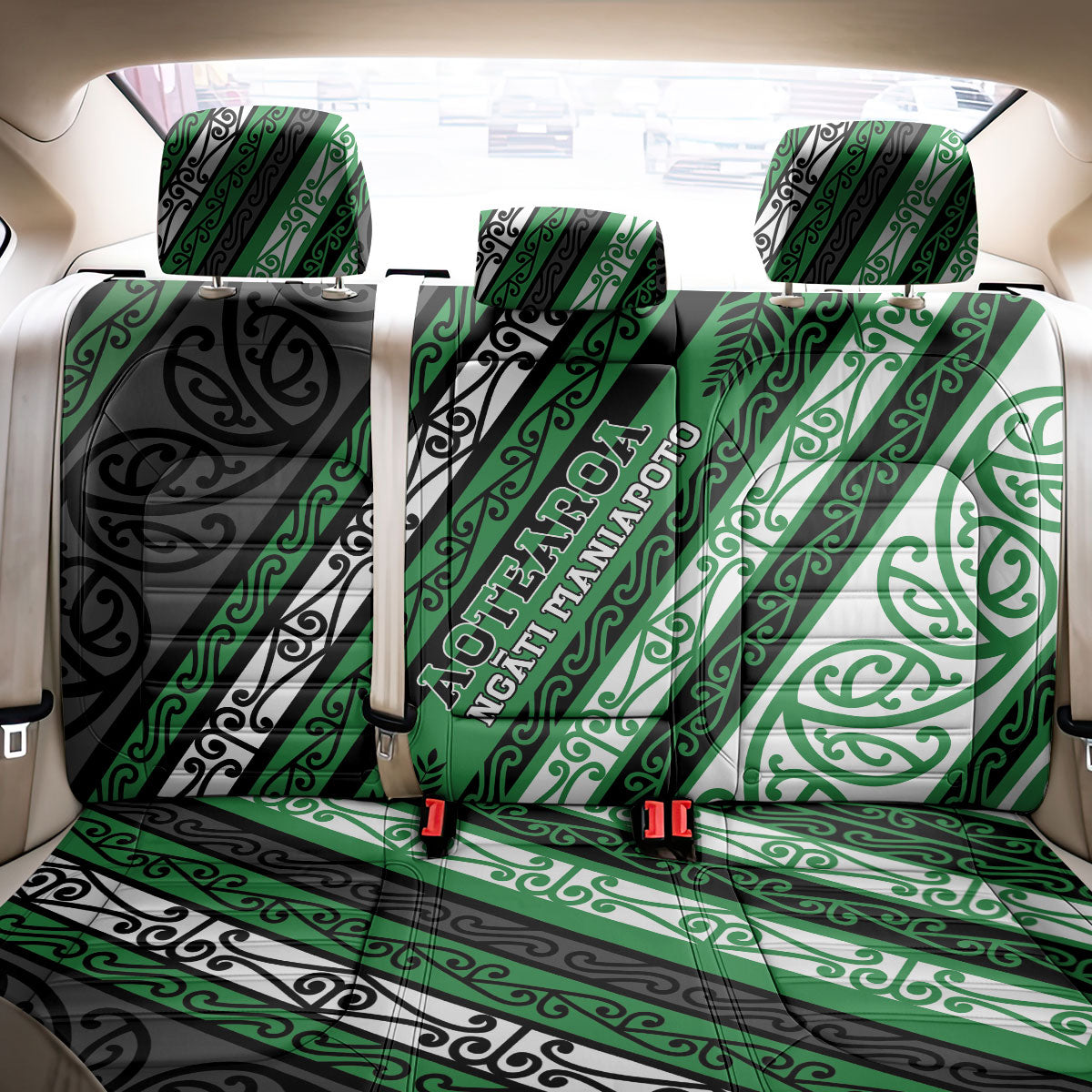 Aotearoa Ngati Maniapoto Back Car Seat Cover New Zealand Maori Tribal Fern Pattern
