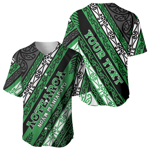 Personalised Aotearoa Ngati Maniapoto Baseball Jersey New Zealand Maori Tribal Fern Pattern