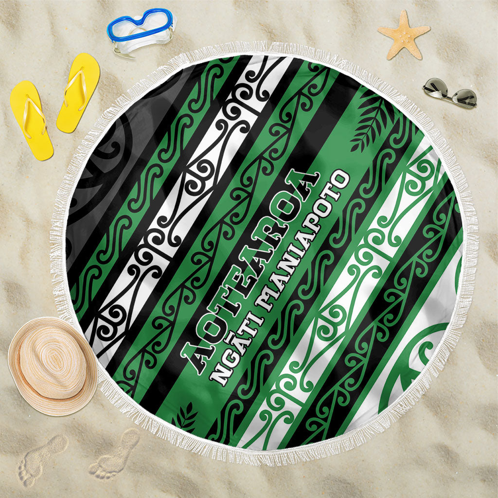 Aotearoa Ngati Maniapoto Beach Blanket New Zealand Maori Tribal Fern Pattern