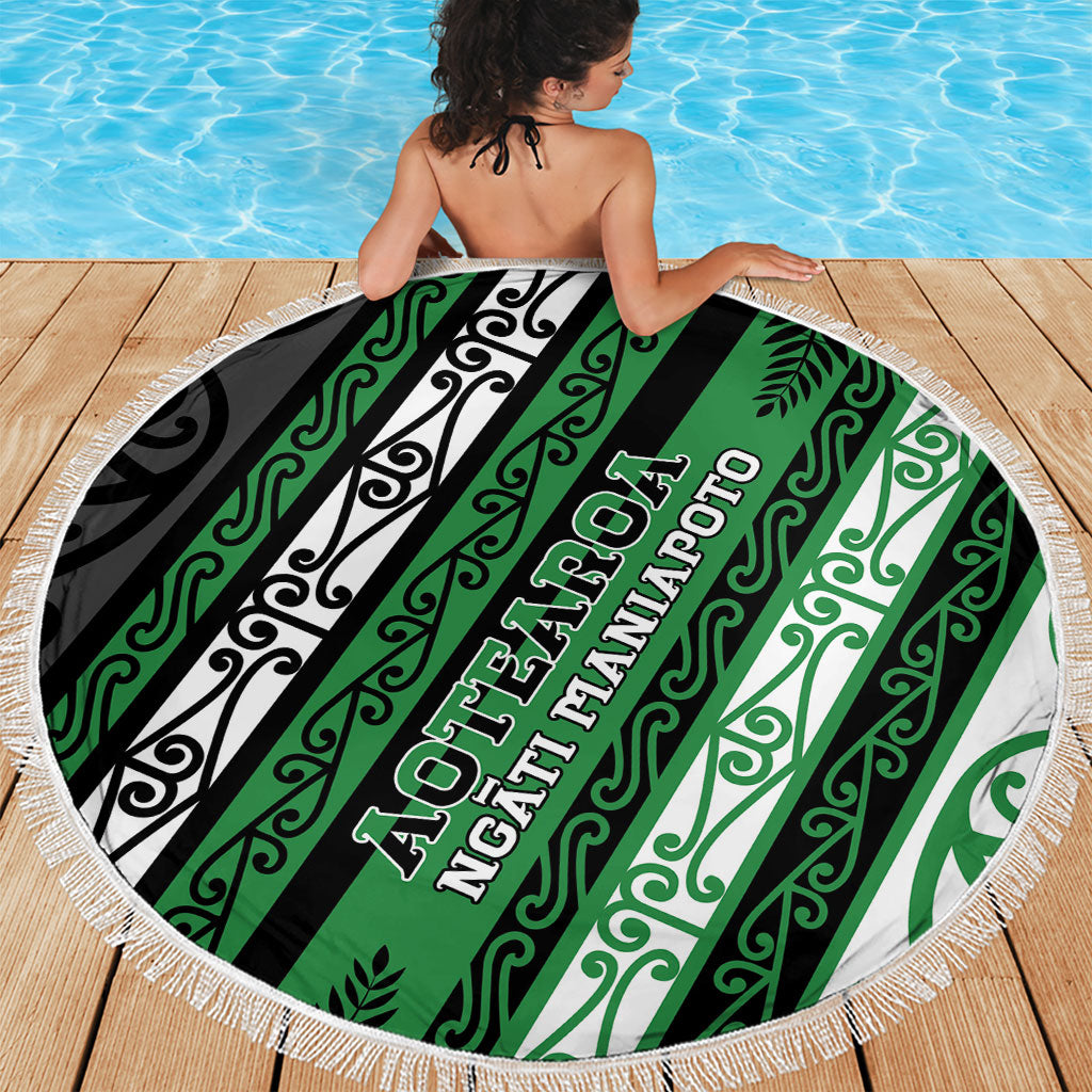 Aotearoa Ngati Maniapoto Beach Blanket New Zealand Maori Tribal Fern Pattern