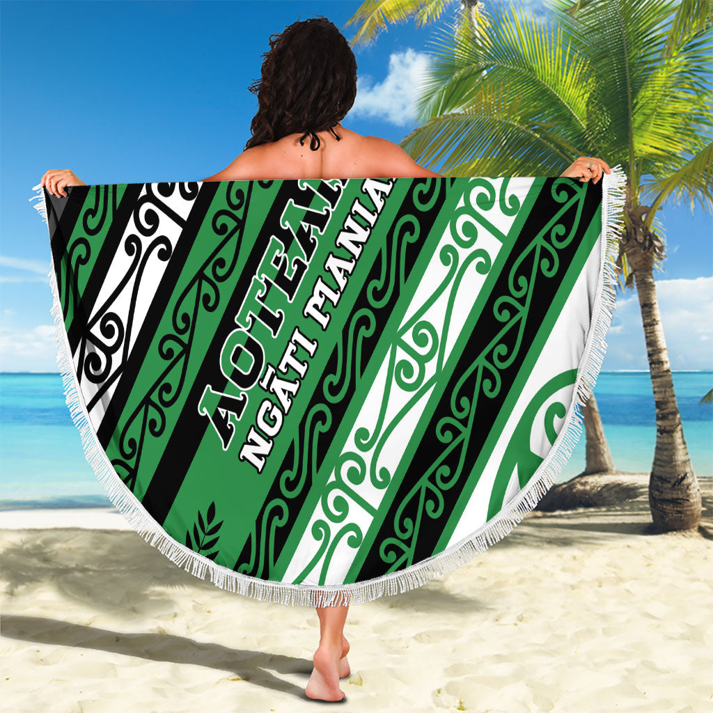 Aotearoa Ngati Maniapoto Beach Blanket New Zealand Maori Tribal Fern Pattern