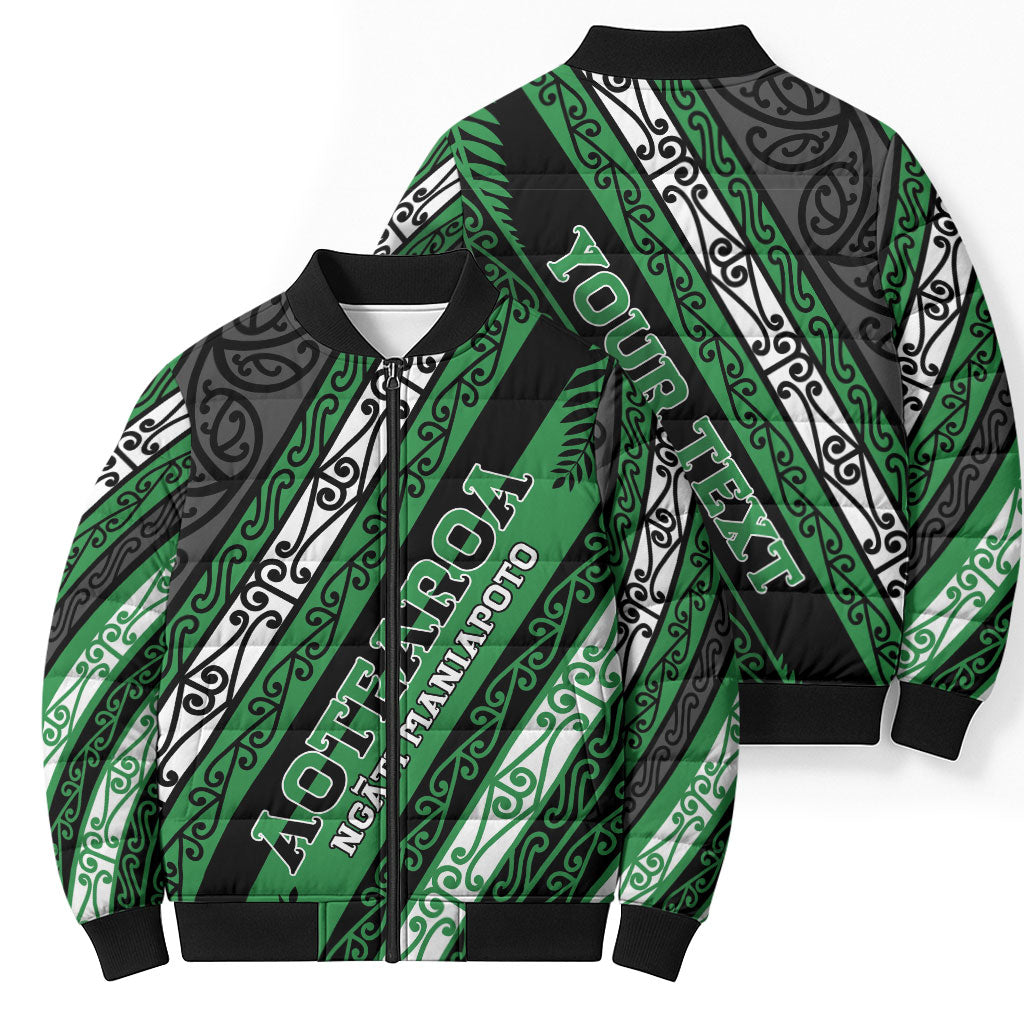 Personalised Aotearoa Ngati Maniapoto Bomber Puffer Jacket New Zealand Maori Tribal Fern Pattern