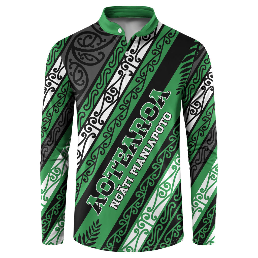 Personalised Aotearoa Ngati Maniapoto Button Sweatshirt New Zealand Maori Tribal Fern Pattern
