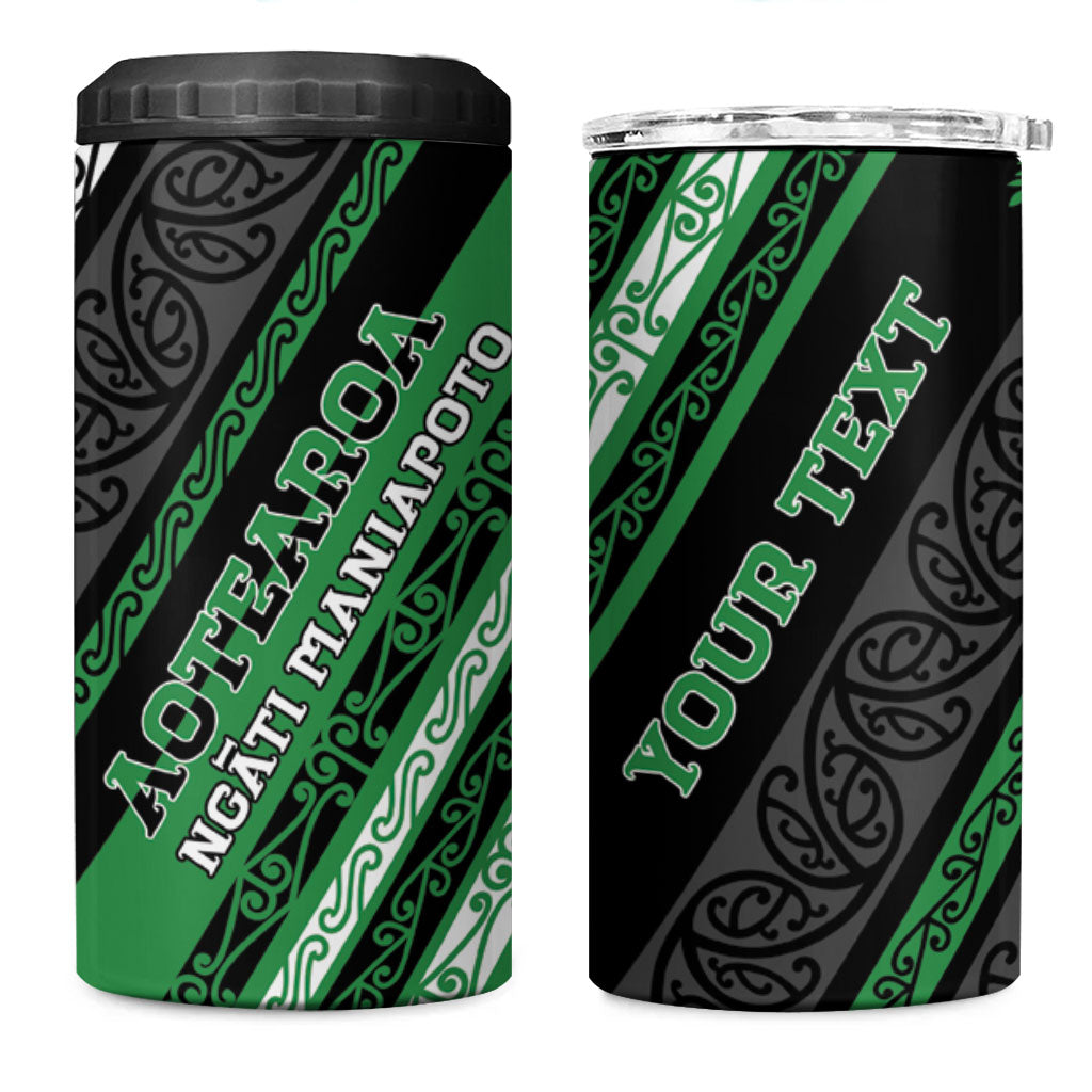 Personalised Aotearoa Ngati Maniapoto 4 in 1 Can Cooler Tumbler New Zealand Maori Tribal Fern Pattern