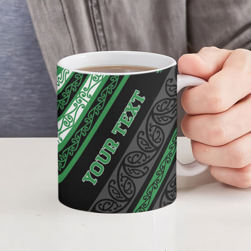 Personalised Aotearoa Ngati Maniapoto Ceramic Mug New Zealand Maori Tribal Fern Pattern