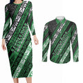 Personalised Aotearoa Ngati Maniapoto Couples Matching Long Sleeve Bodycon Dress and Long Sleeve Button Shirt New Zealand Maori Tribal Fern Pattern