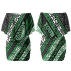 Personalised Aotearoa Ngati Maniapoto Couples Matching Off Shoulder Short Dress and Hawaiian Shirt New Zealand Maori Tribal Fern Pattern