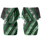Personalised Aotearoa Ngati Maniapoto Couples Matching Off Shoulder Short Dress and Long Sleeve Button Shirt New Zealand Maori Tribal Fern Pattern