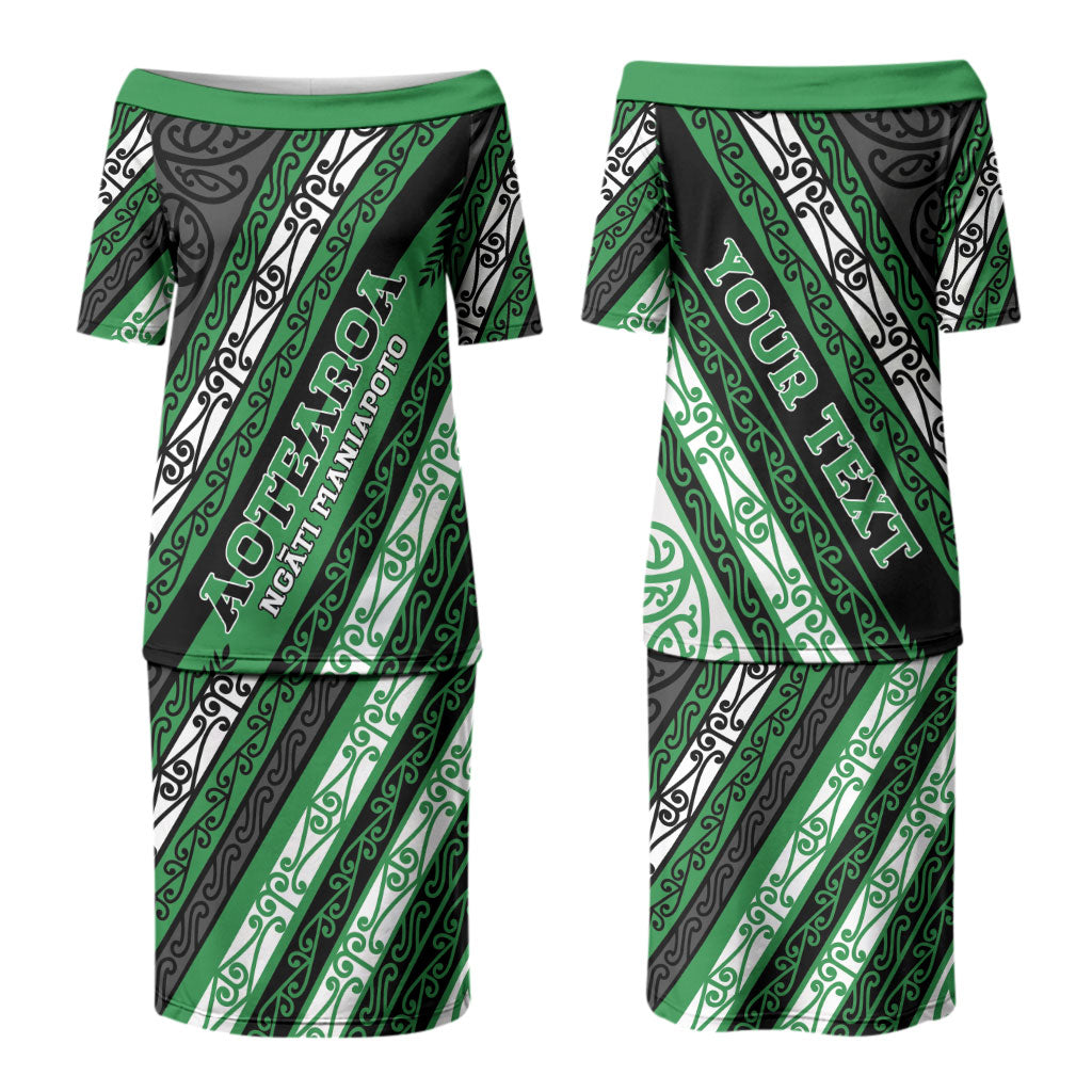 Personalised Aotearoa Ngati Maniapoto Couples Matching Puletasi and Hawaiian Shirt New Zealand Maori Tribal Fern Pattern