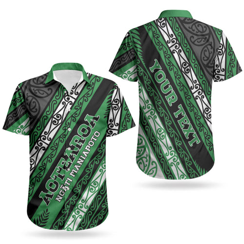 Personalised Aotearoa Ngati Maniapoto Couples Matching Short Sleeve Bodycon Dress and Hawaiian Shirt New Zealand Maori Tribal Fern Pattern