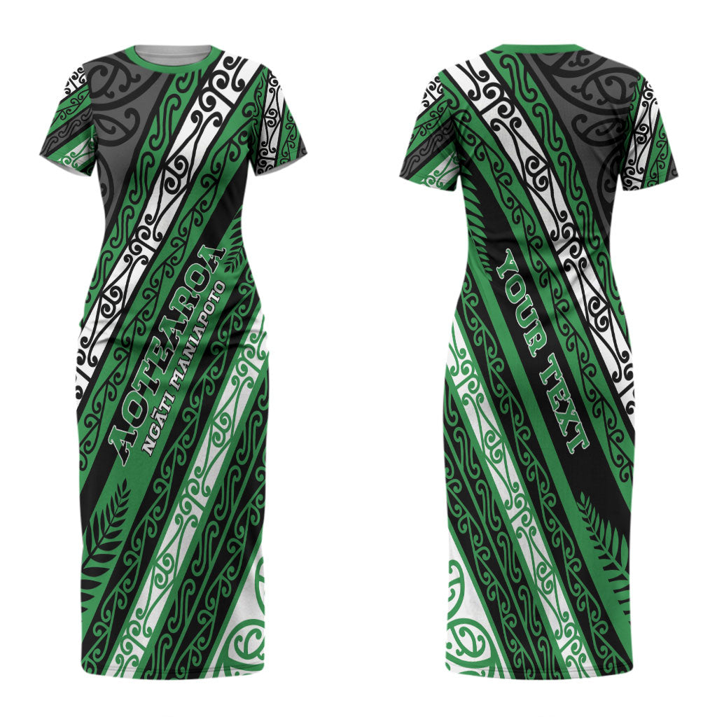 Personalised Aotearoa Ngati Maniapoto Couples Matching Short Sleeve Bodycon Dress and Hawaiian Shirt New Zealand Maori Tribal Fern Pattern
