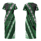 Personalised Aotearoa Ngati Maniapoto Couples Matching Short Sleeve Bodycon Dress and Long Sleeve Button Shirt New Zealand Maori Tribal Fern Pattern