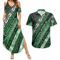 Personalised Aotearoa Ngati Maniapoto Couples Matching Summer Maxi Dress and Hawaiian Shirt New Zealand Maori Tribal Fern Pattern