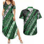 Personalised Aotearoa Ngati Maniapoto Couples Matching Summer Maxi Dress and Hawaiian Shirt New Zealand Maori Tribal Fern Pattern