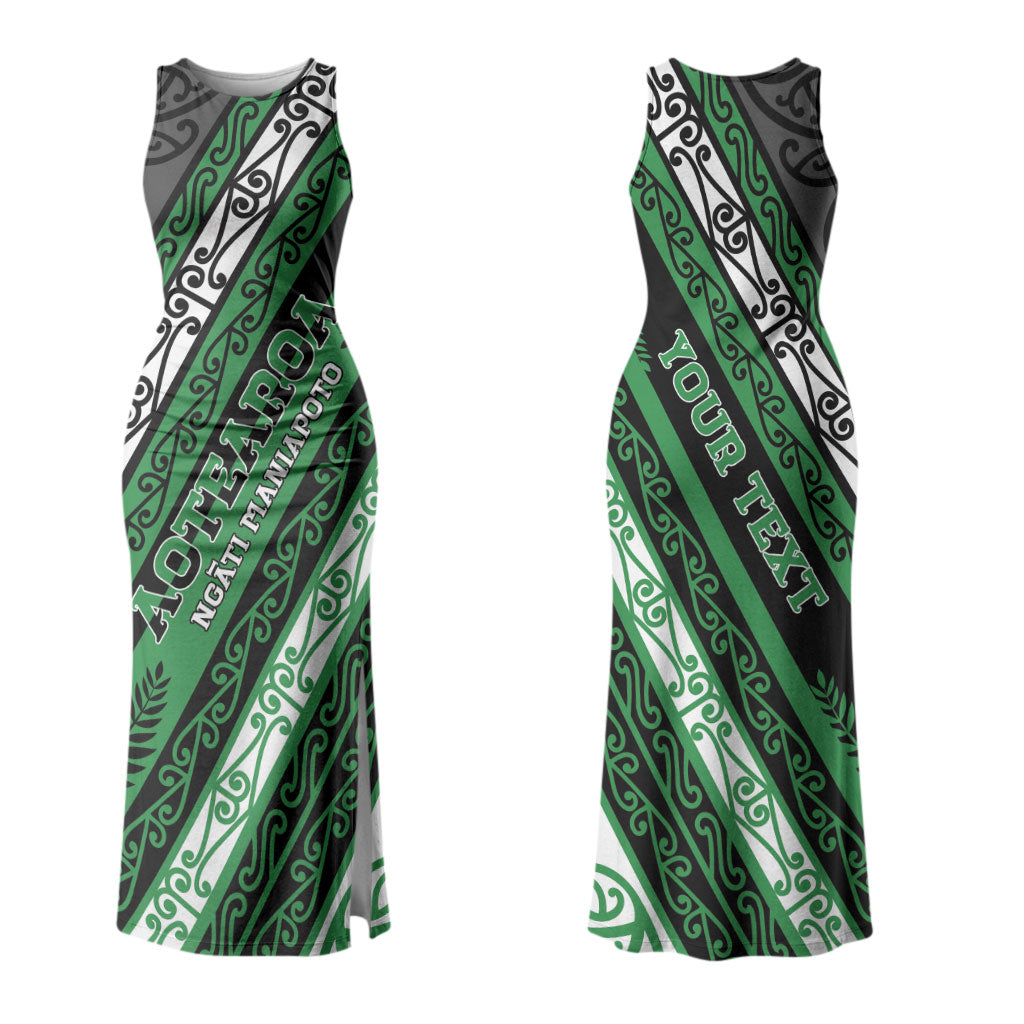 Personalised Aotearoa Ngati Maniapoto Couples Matching Tank Maxi Dress and Long Sleeve Button Shirt New Zealand Maori Tribal Fern Pattern