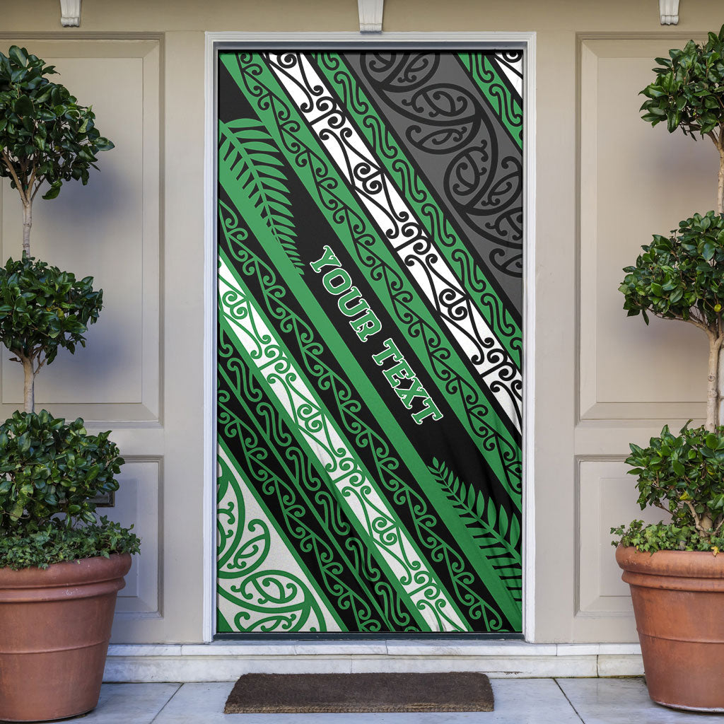 Personalised Aotearoa Ngati Maniapoto Door Cover New Zealand Maori Tribal Fern Pattern