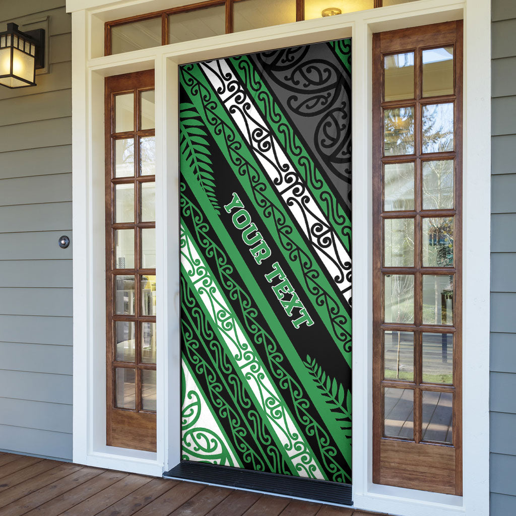 Personalised Aotearoa Ngati Maniapoto Door Cover New Zealand Maori Tribal Fern Pattern